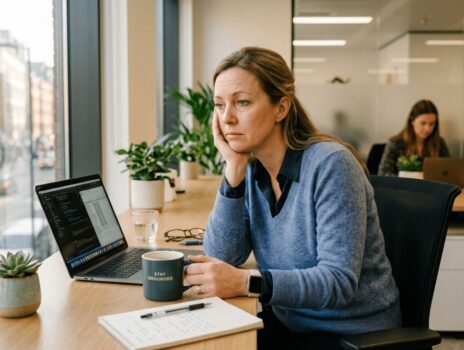 Woman feeling an afternoon energy crash at her desk - Yoo Direct Health