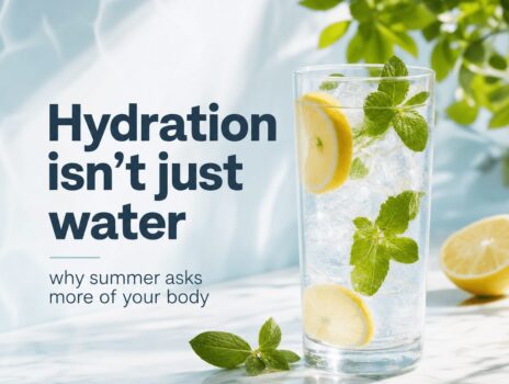 Glass of ice water with lemon and mint — hydration on a GLP-1