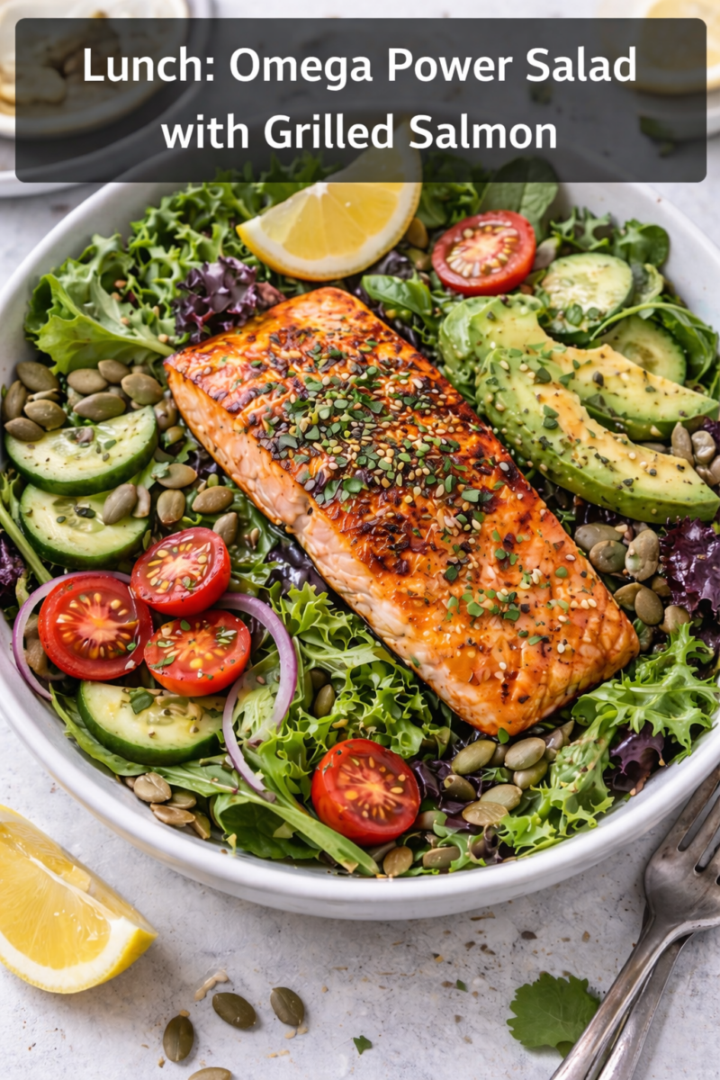 Omega 3 salmon salad for heart health and anti inflammatory diet