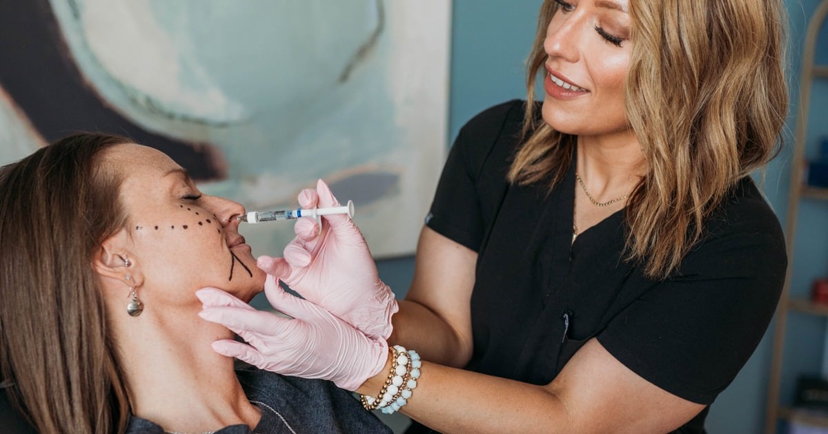 Dermal filler injection with facial mapping at Yoo Direct Health, Carmen Puckett RN treating a patient's midface