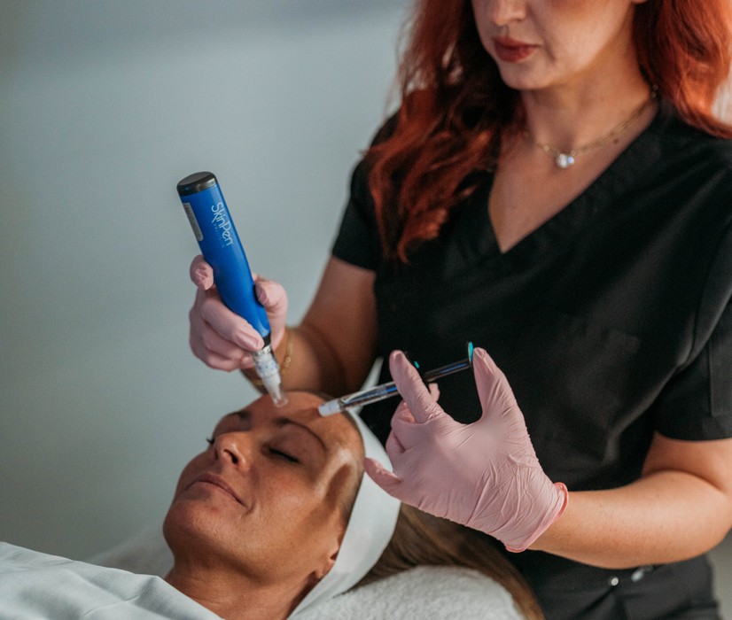 Megan Martin performing SkinPen microneedling with a regenerative serum at Yoo Direct Health
