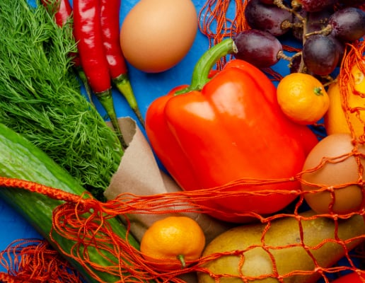 Various colorful fruits and vegetables